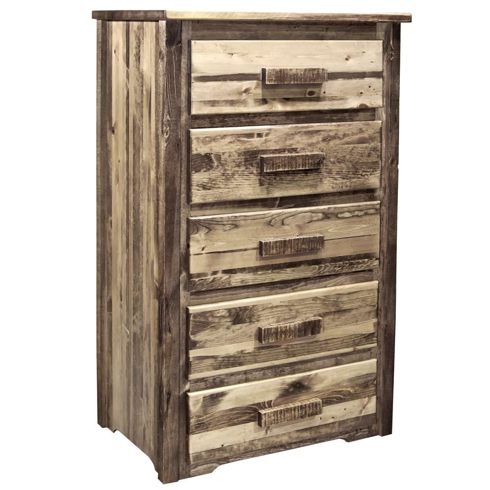 Homestead Collection 5 Drawer Chest of Drawers, Stain & Clear Lacquer Finish. Picture 1