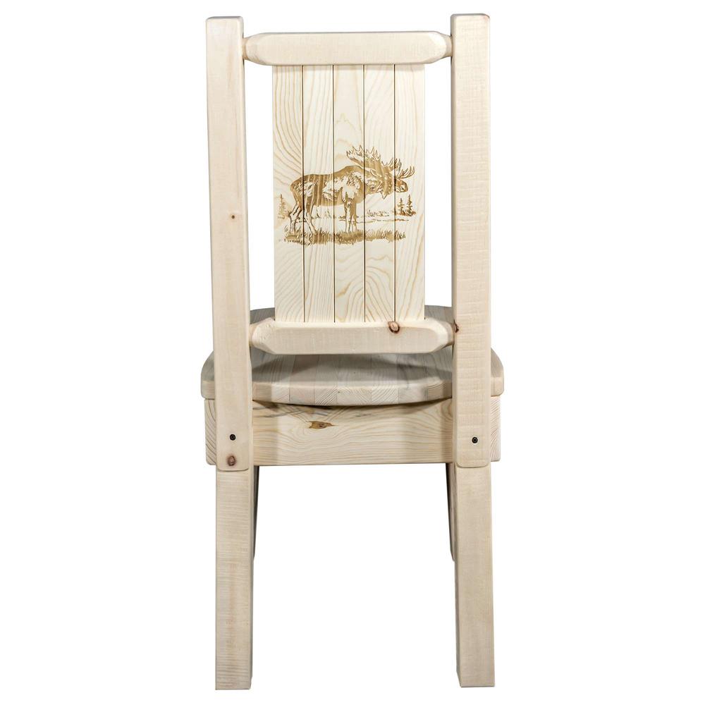 Homestead Collection Side Chair w/ Laser Engraved Moose Design, Clear Lacquer Finish. Picture 2