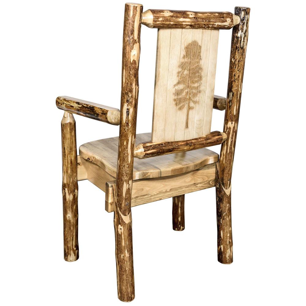 Glacier Country Collection Captain's Chair w/ Laser Engraved Pine Tree Design. Picture 1
