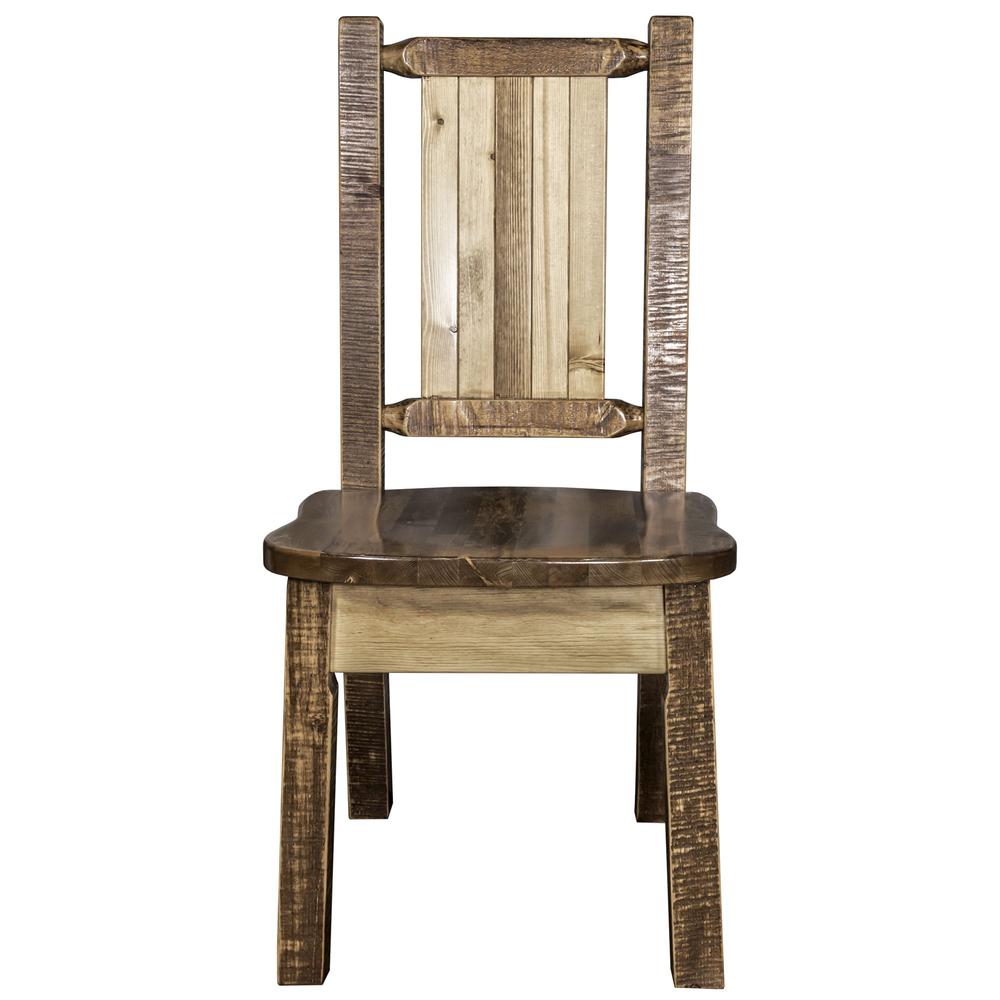 Homestead Collection Side Chair w/ Laser Engraved Elk Design, Stain & Lacquer Finish. Picture 4