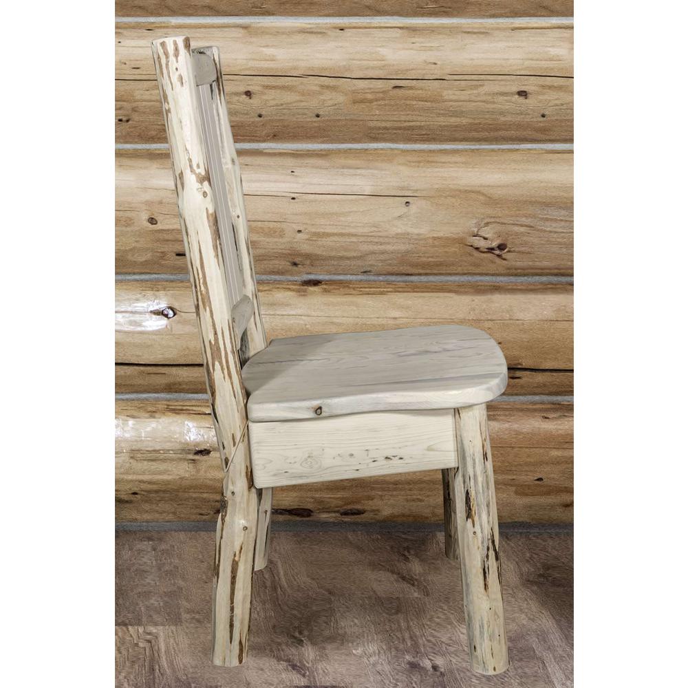 Montana Collection Side Chair w/ Laser Engraved Moose Design, Clear Lacquer Finish. Picture 10
