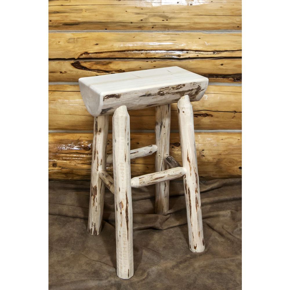 Montana Collection Half Log Barstool, Clear Lacquer Finish. Picture 2