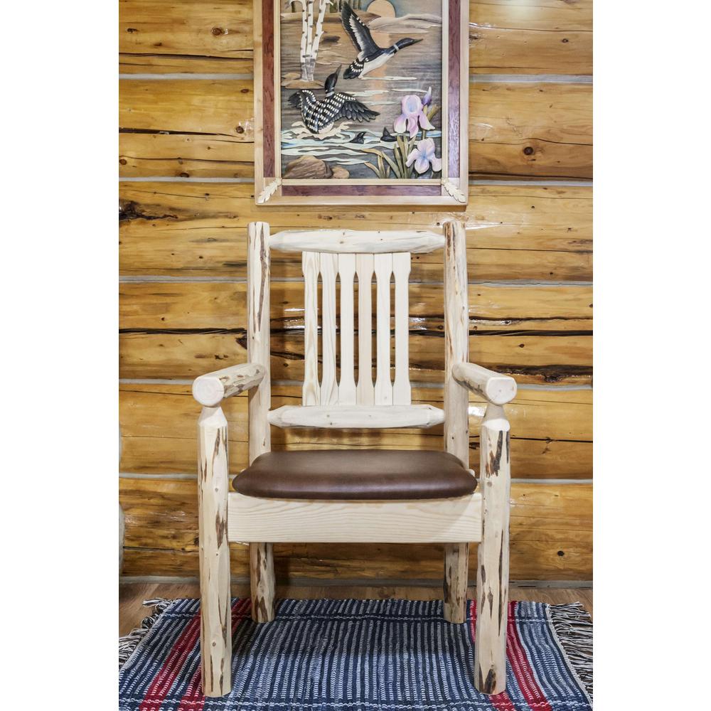 Montana Collection Captain's Chair, Ready to Finish w/ Upholstered Seat, Saddle Pattern. Picture 6