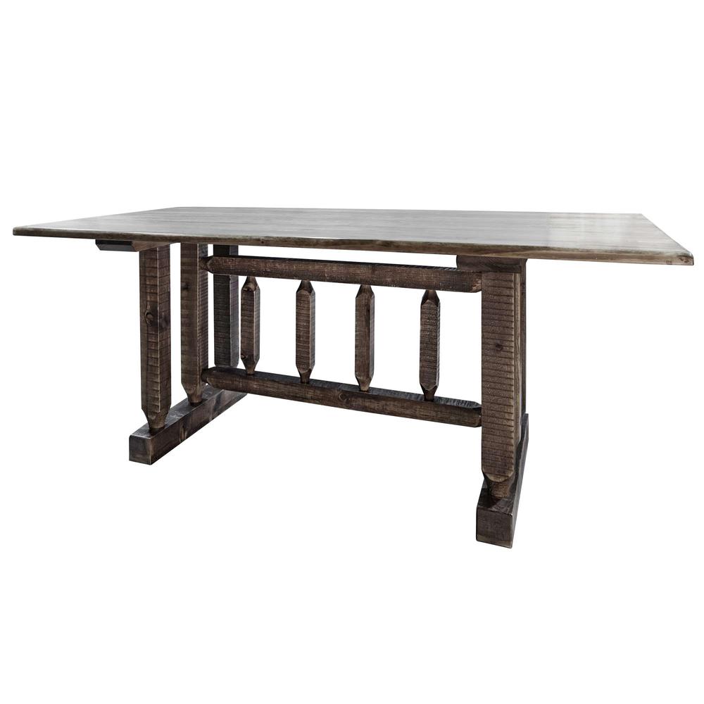 Homestead Collection Trestle Based Dining Table, Stain & Clear Lacquer Finish. Picture 3