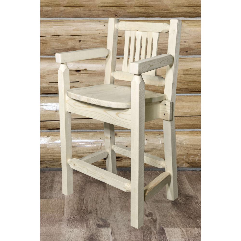 Homestead Collection Counter Height Captain's Barstool, Clear Lacquer Finish. Picture 4