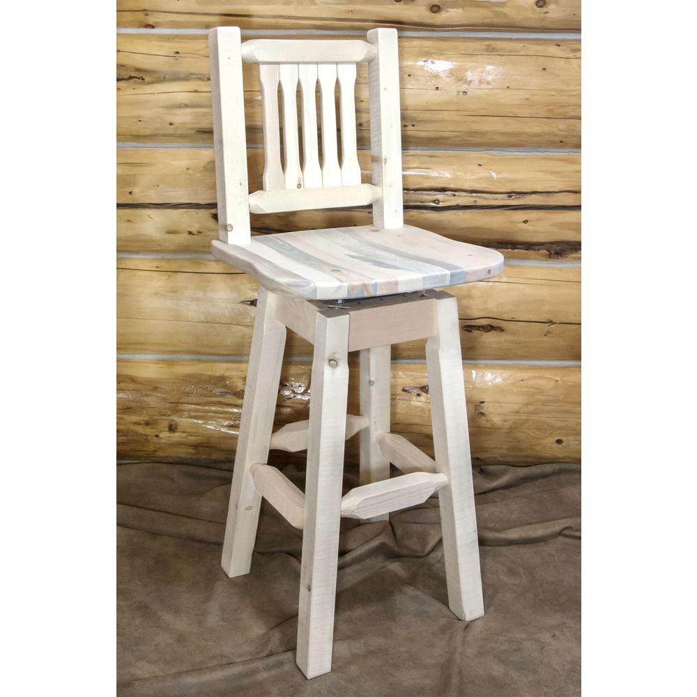 Homestead Collection Barstool w/ Back & Swivel, Clear Lacquer Finish. Picture 3