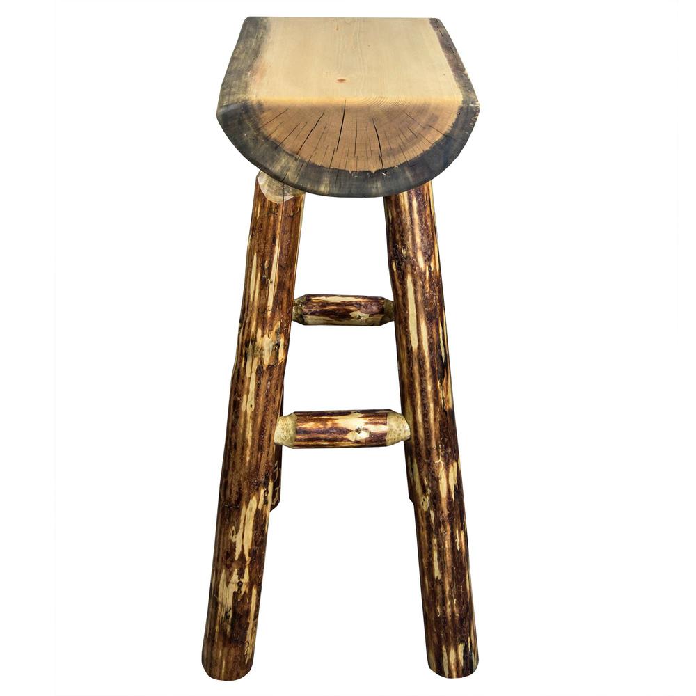 Glacier Country Collection Half Log Barstool w/ Exterior Stain Finish. Picture 3