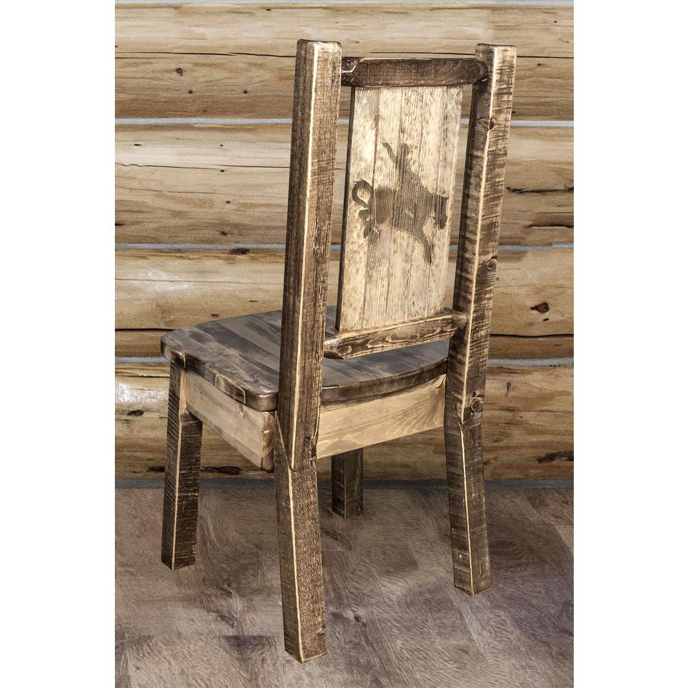 Homestead Collection Side Chair w/ Laser Engraved Bronc Design, Stain & Lacquer Finish. Picture 6