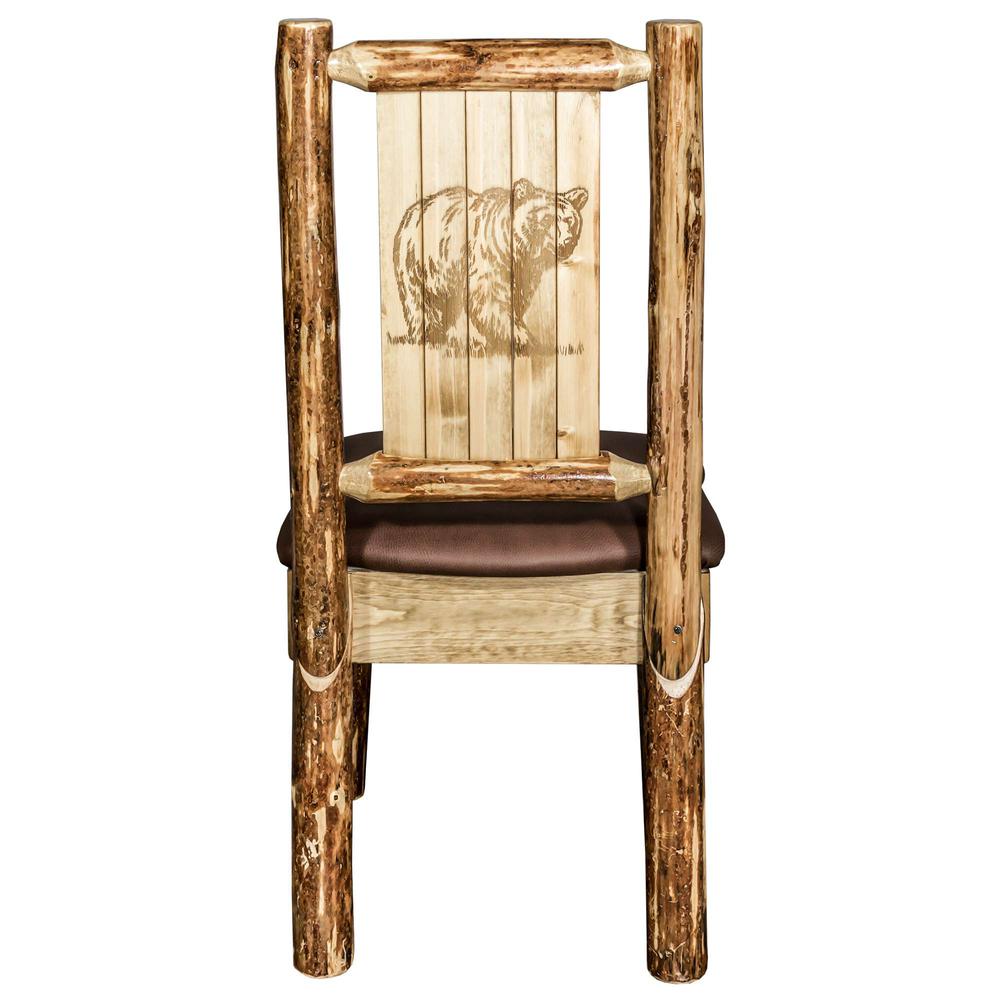 Glacier Country Collection Side Chair - Saddle Upholstery, w/ Laser Engraved Bear Design. Picture 2