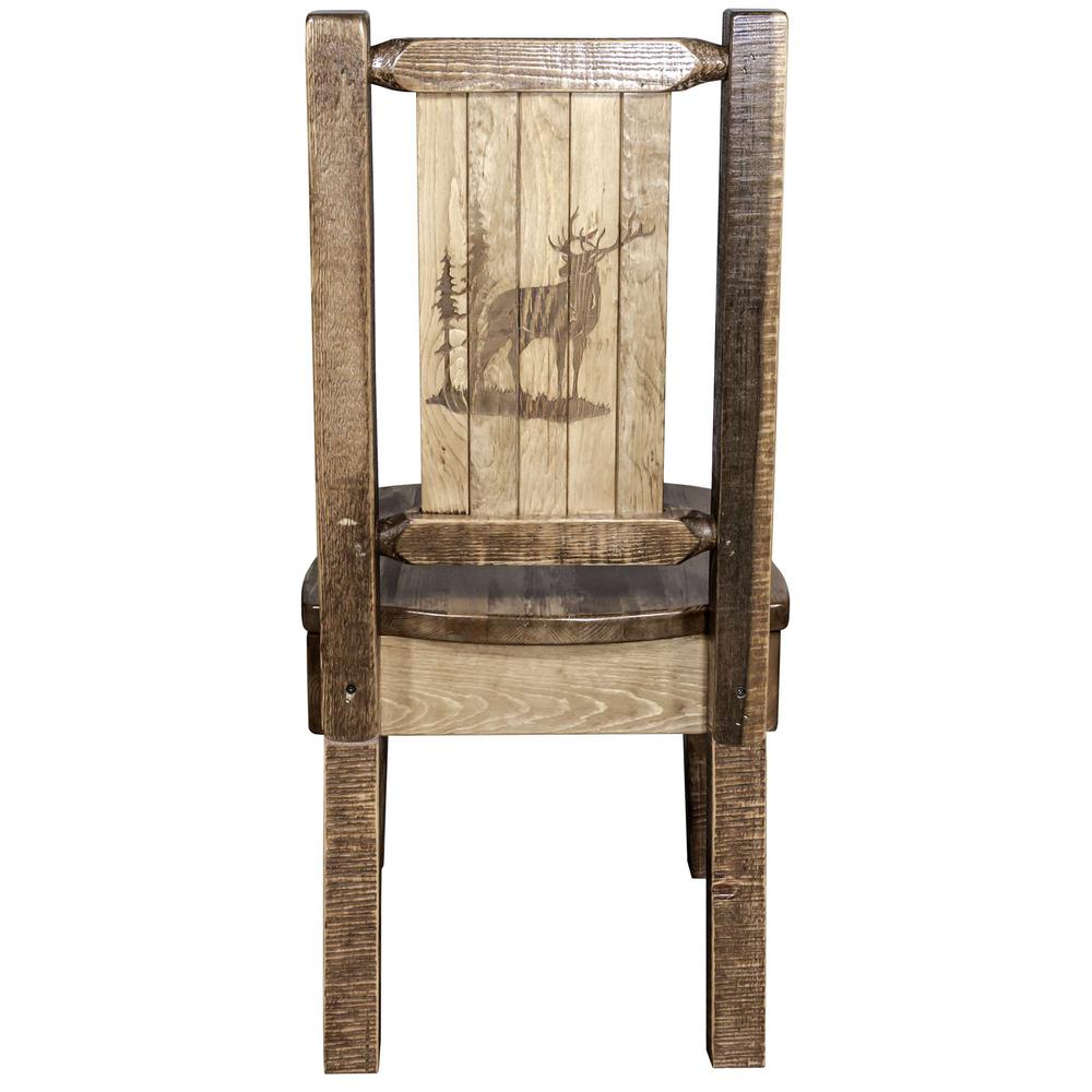 Homestead Collection Side Chair w/ Laser Engraved Elk Design, Stain & Lacquer Finish. Picture 2