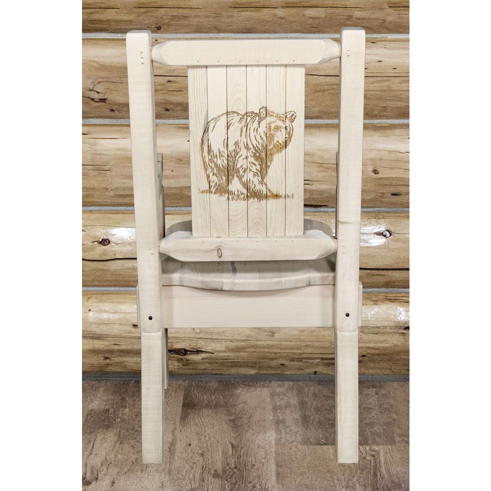 Homestead Collection Captain's Chair w/ Laser Engraved Bear Design, Clear Lacquer Finish. Picture 7