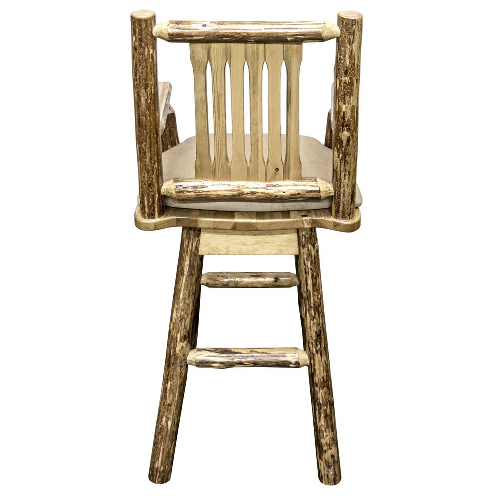 Glacier Country Collection Captain's Barstool w/ Back & Swivel w/ Upholstered Seat, Buckskin Pattern. Picture 5