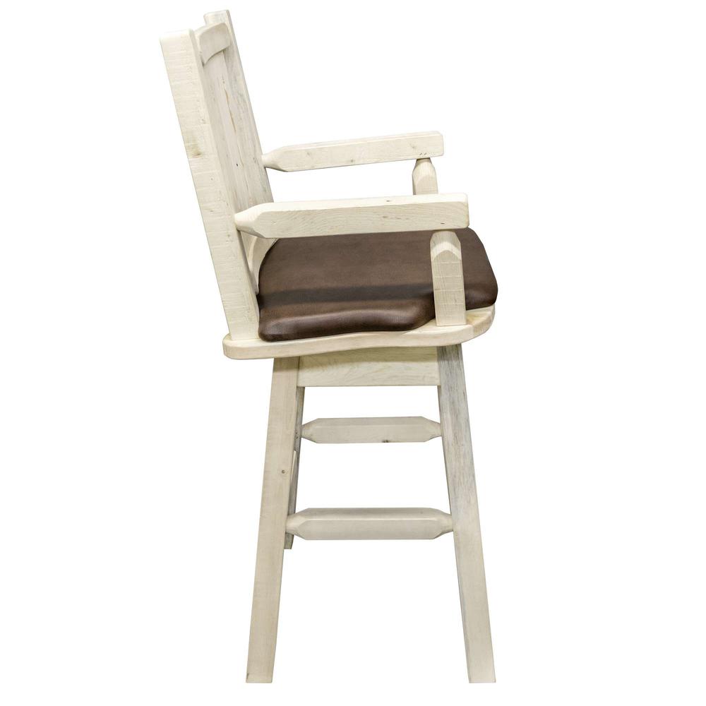 Homestead Collection Captain's Barstool w/ Back & Swivel, Ready to Finish w/ Upholstered Seat, Saddle Pattern. Picture 4