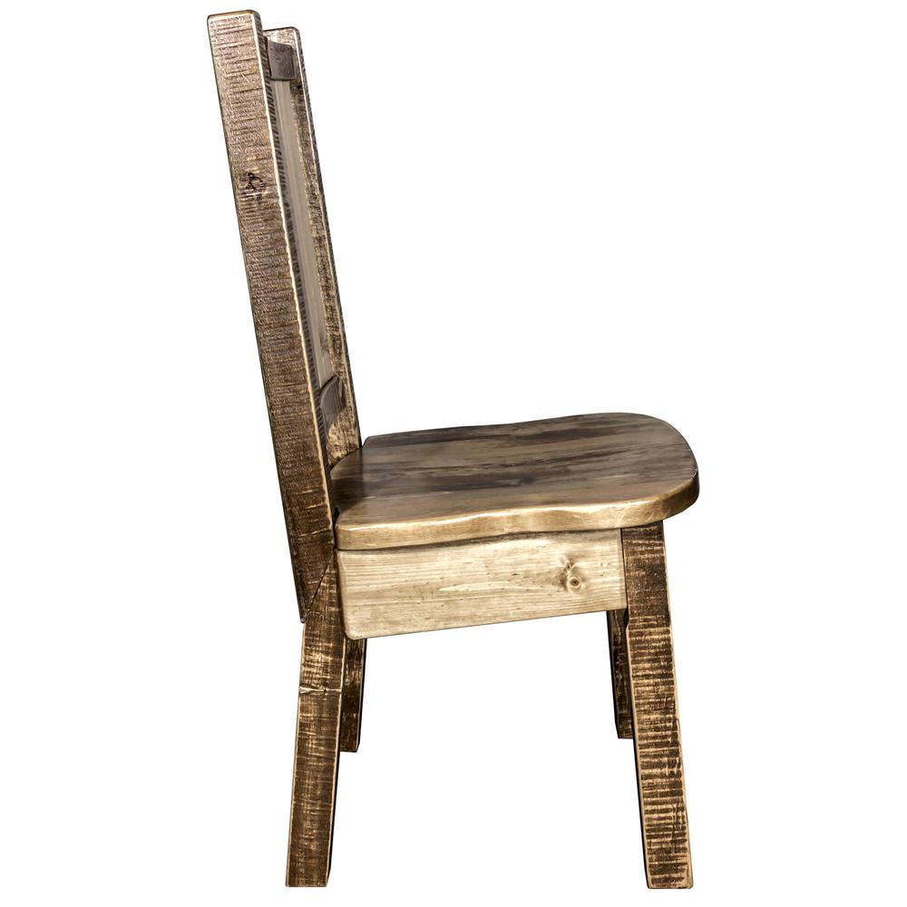 Homestead Collection Side Chair w/ Laser Engraved Pine Tree Design, Stain & Lacquer Finish. Picture 5