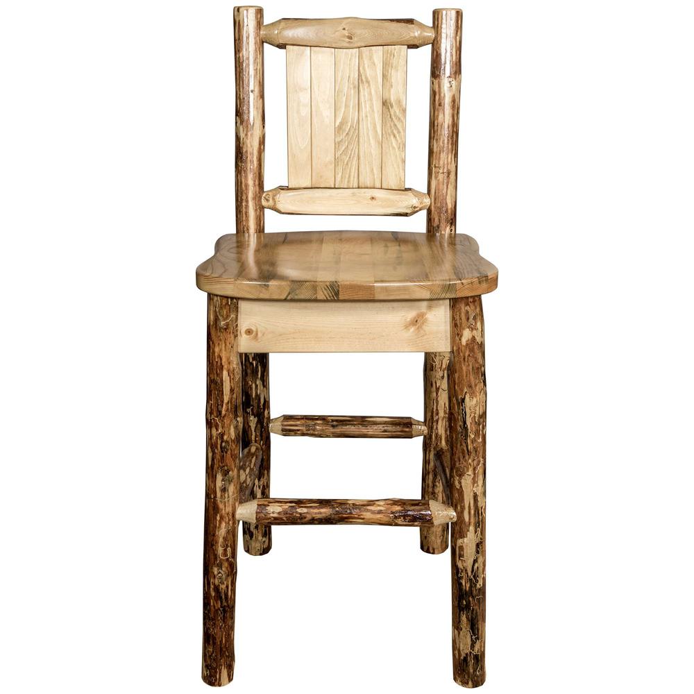 Glacier Country Collection Barstool w/ Back, w/ Laser Engraved Pine Tree Design. Picture 4