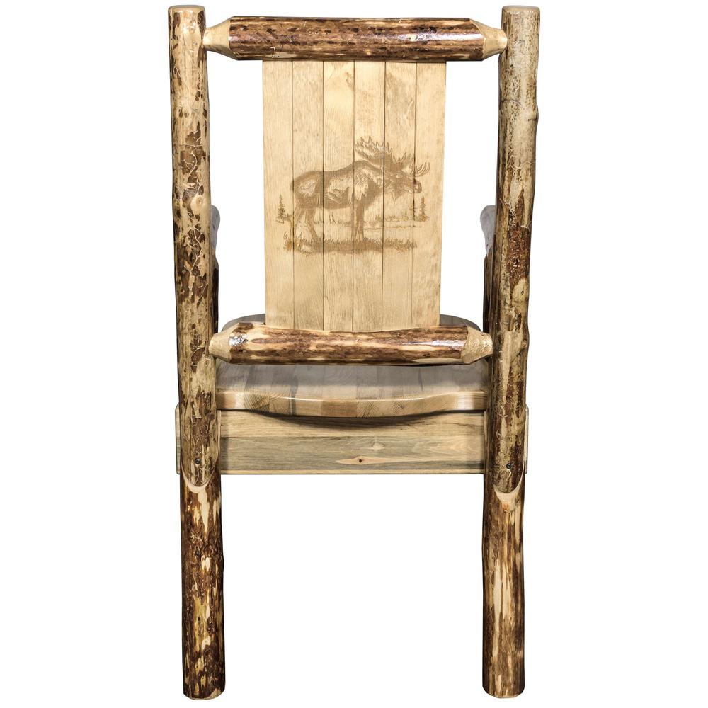 Glacier Country Collection Captain's Chair w/ Laser Engraved Moose Design. Picture 2