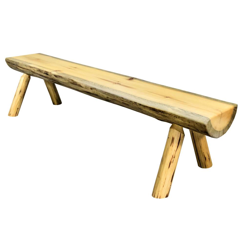 Montana Collection Half Log Bench, Exterior Finish, 4 Foot. Picture 5