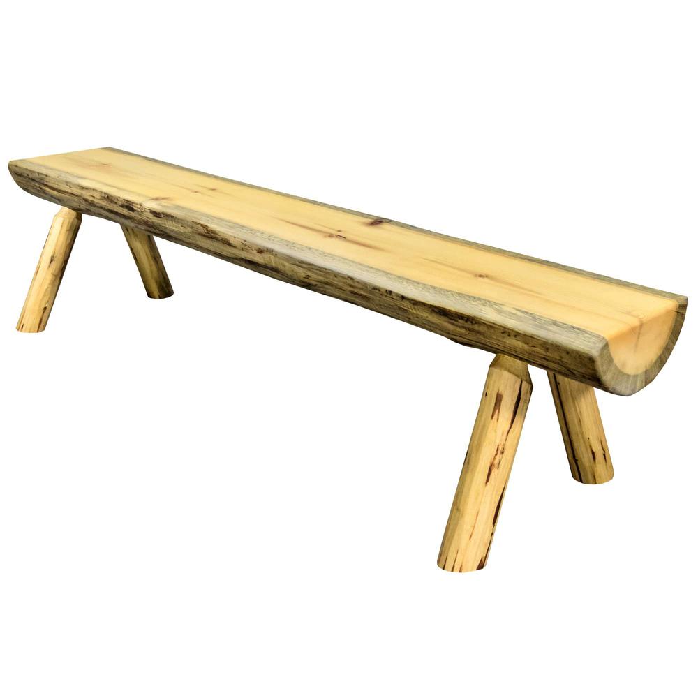 Montana Collection Half Log Bench, Exterior Finish, 6 Foot. Picture 4