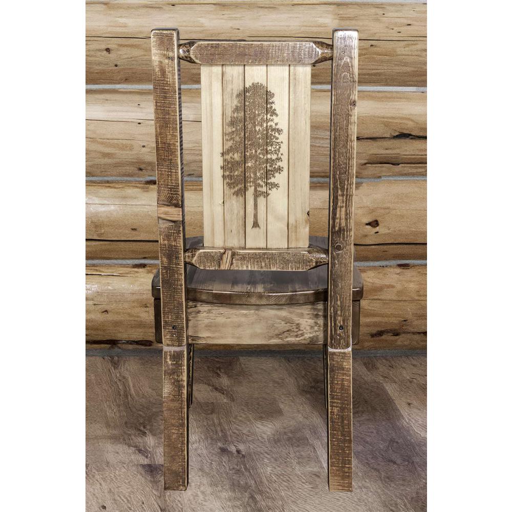 Homestead Collection Side Chair w/ Laser Engraved Pine Tree Design, Stain & Lacquer Finish. Picture 7