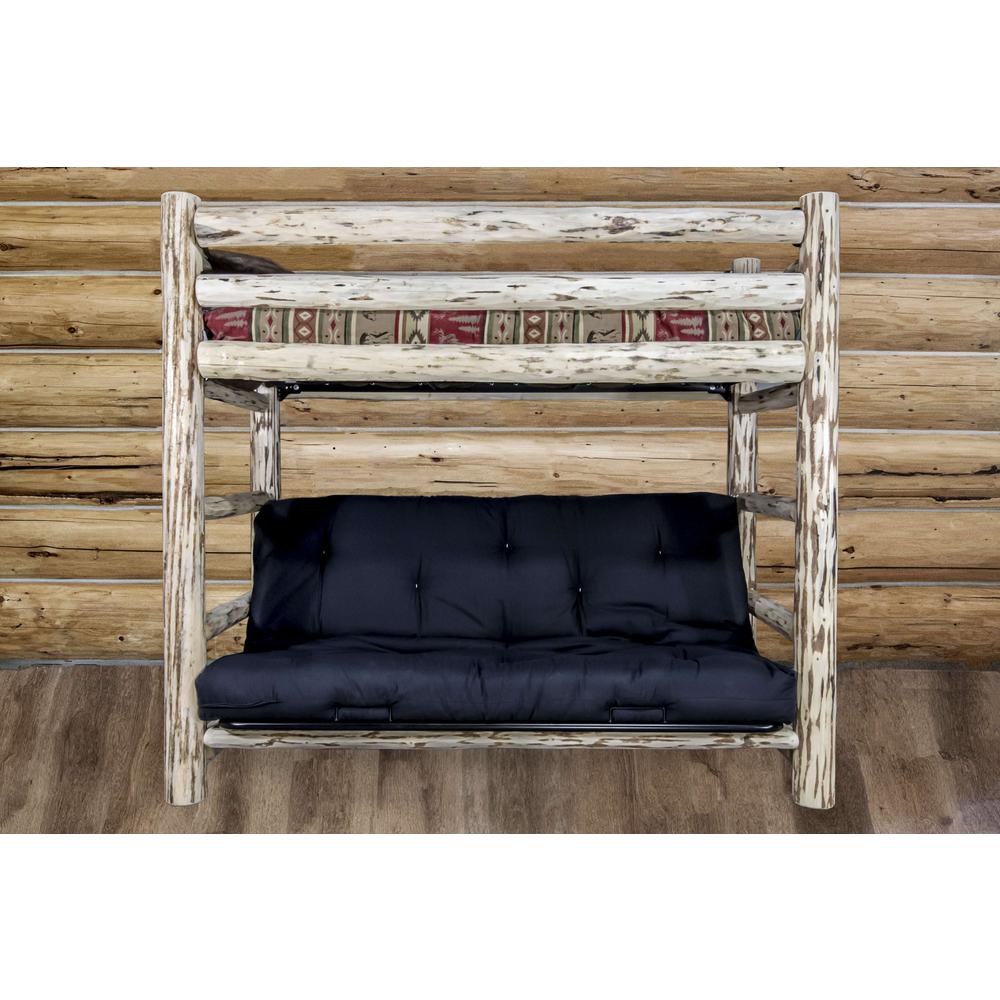 Montana Collection Twin Bunk Bed over Full Futon Frame w/ Mattress. Picture 8