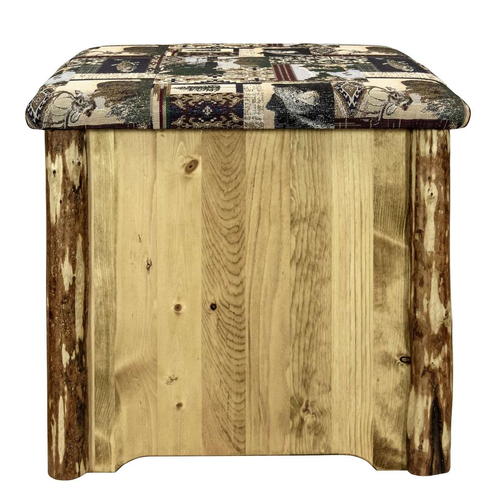 Glacier Country Collection Upholstered Ottoman w/ Storage, Woodland Upholstery. Picture 4