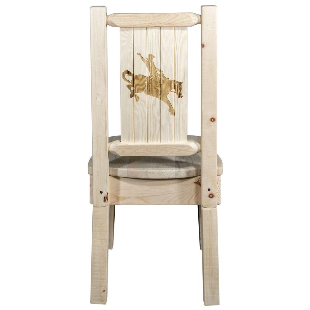 Homestead Collection Side Chair w/ Laser Engraved Bronc Design, Clear Lacquer Finish. Picture 2