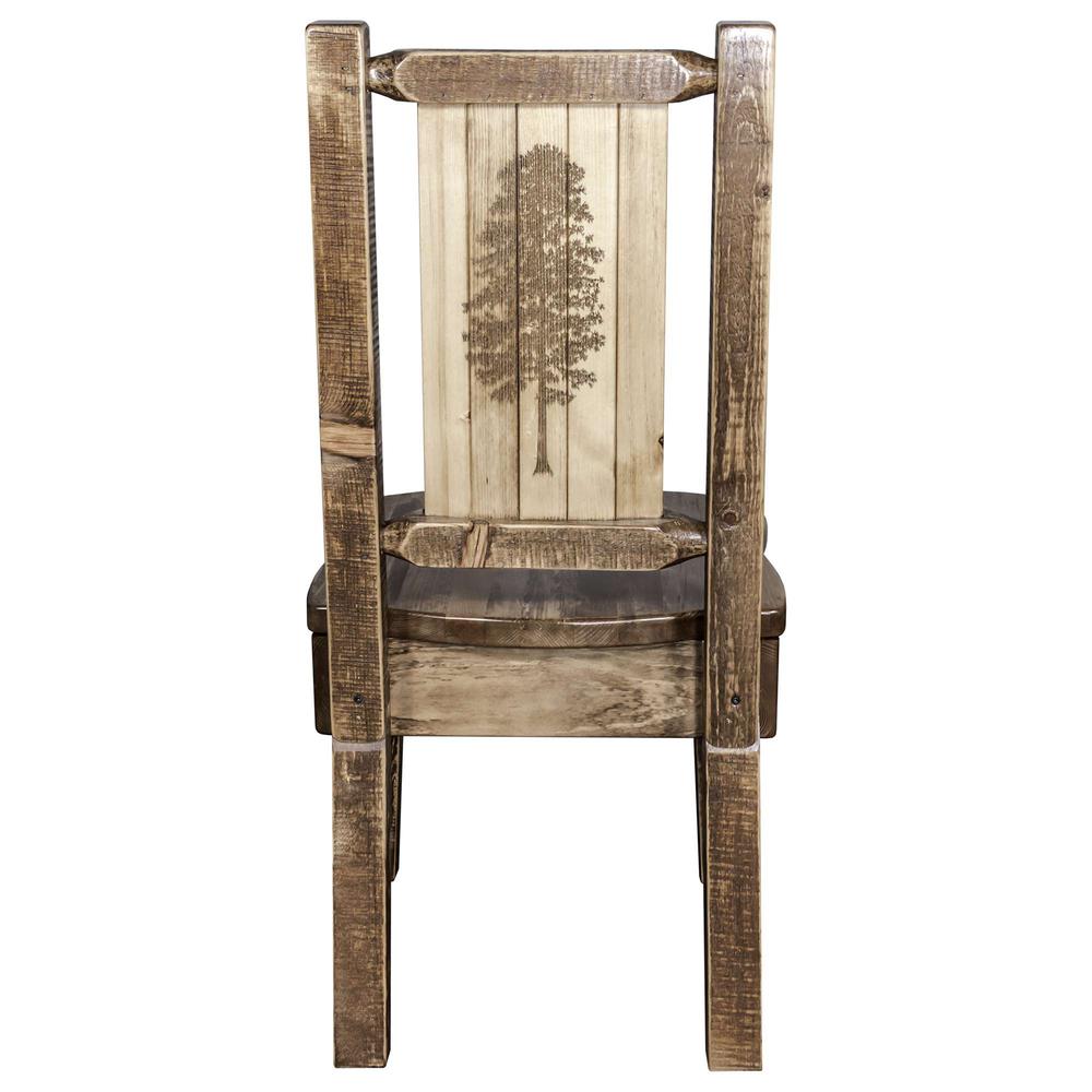 Homestead Collection Side Chair w/ Laser Engraved Pine Tree Design, Stain & Lacquer Finish. Picture 2