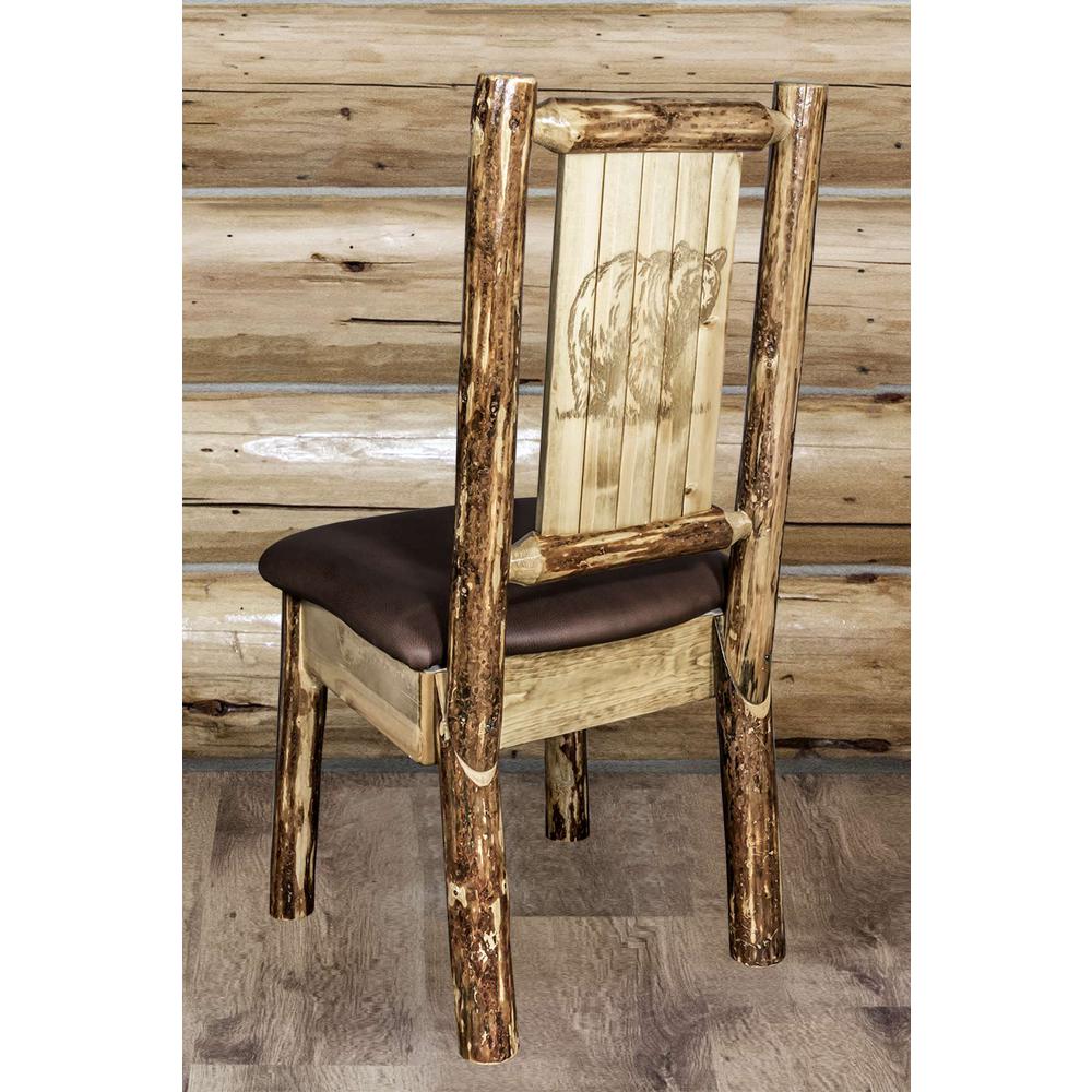 Glacier Country Collection Side Chair - Saddle Upholstery, w/ Laser Engraved Bear Design. Picture 6