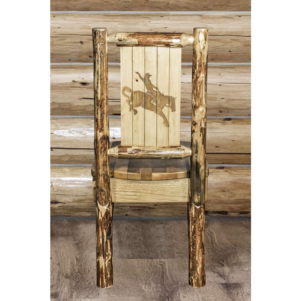 Glacier Country Collection Side Chair w/ Laser Engraved Bronc Design. Picture 7