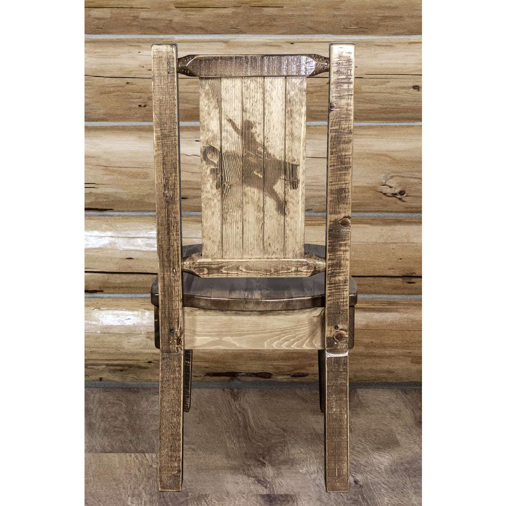 Homestead Collection Side Chair w/ Laser Engraved Bronc Design, Stain & Lacquer Finish. Picture 7