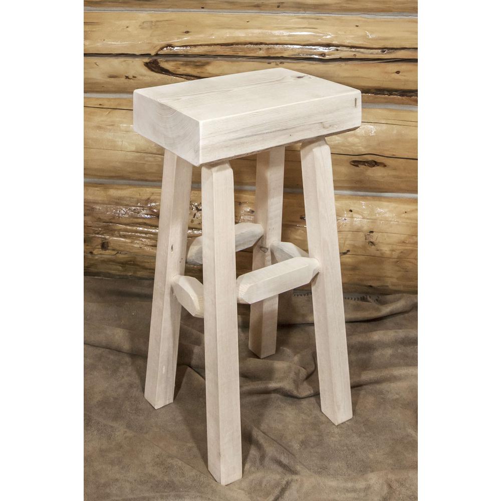 Homestead Collection Half Log Barstool, Clear Lacquer Finish. Picture 3