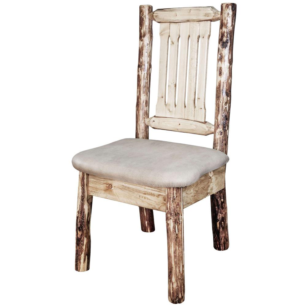 Glacier Country Collection Side Chair w/ Upholstered Seat, Buckskin Pattern. Picture 2