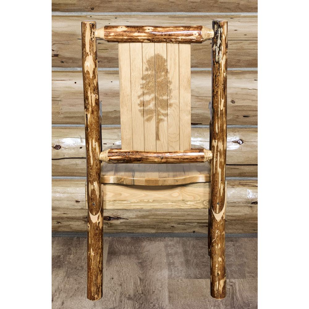 Glacier Country Collection Captain's Chair w/ Laser Engraved Pine Tree Design. Picture 7