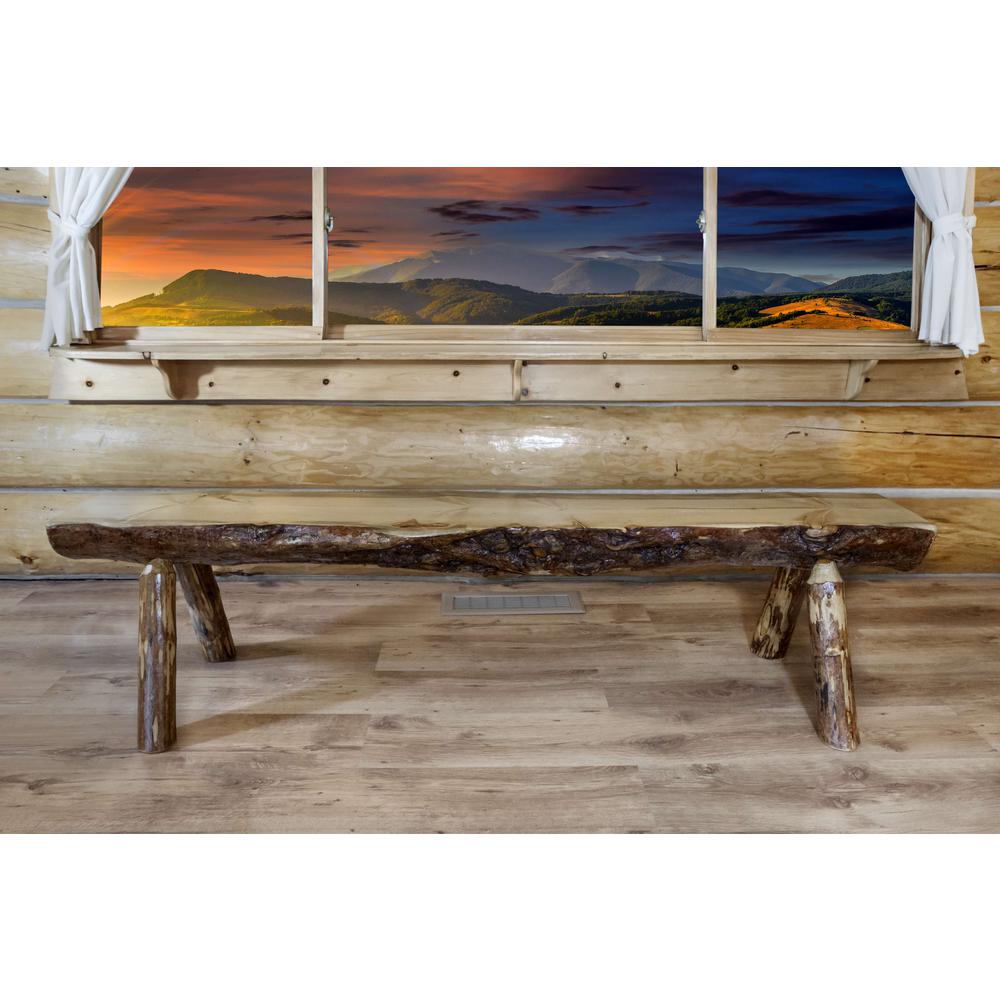 Glacier Country Collection Half Log Bench, 6 Foot. Picture 4