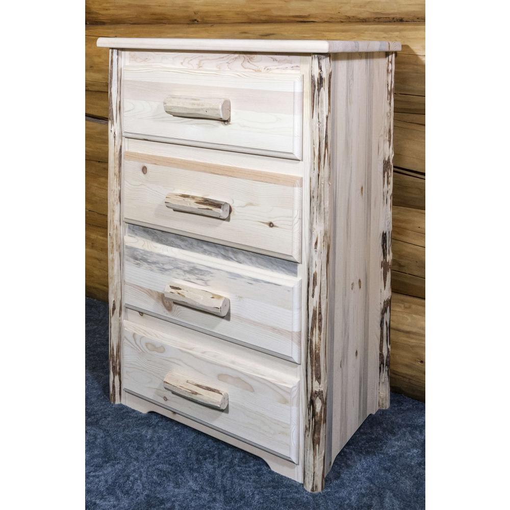 Montana Collection 4 Drawer Chest of Drawers, Clear Lacquer Finish. Picture 4