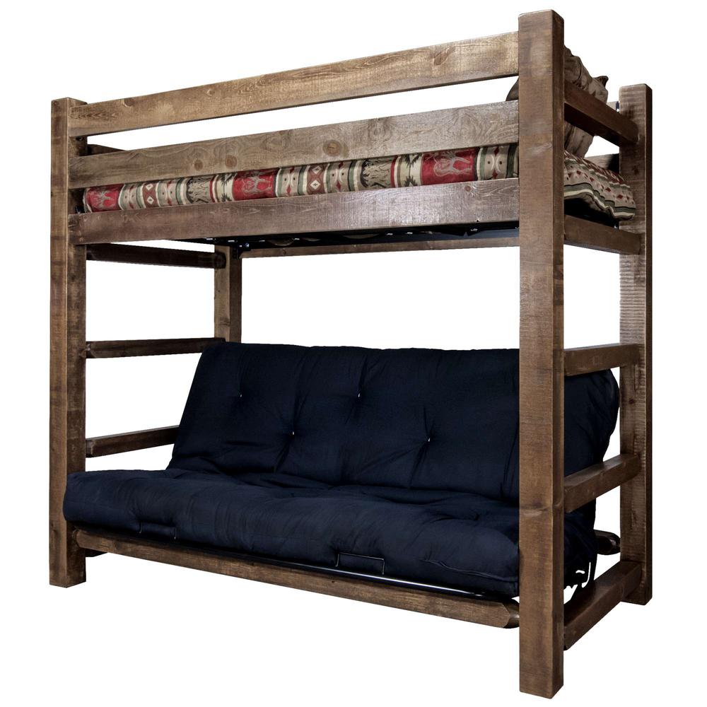 Homestead Collection Twin Bunk Bed over Full Futon Frame w/ Mattress. Picture 6