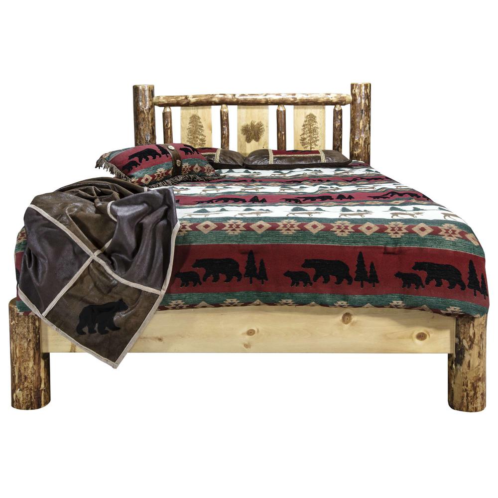 Glacier Country Collection Twin Platform Bed w/ Laser Engraved Pine Tree Design. Picture 2