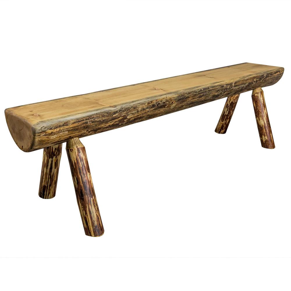 Glacier Country Collection Half Log Bench, Exterior Stain Finish, 4 Foot. Picture 1