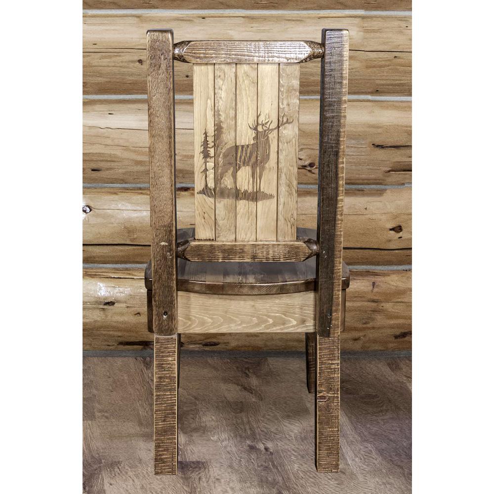 Homestead Collection Side Chair w/ Laser Engraved Elk Design, Stain & Lacquer Finish. Picture 7