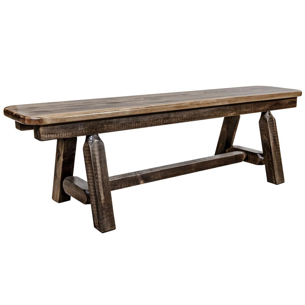 Homestead Collection Plank Style Bench, Stain & Clear Lacquer Finish, 5 Foot. Picture 1