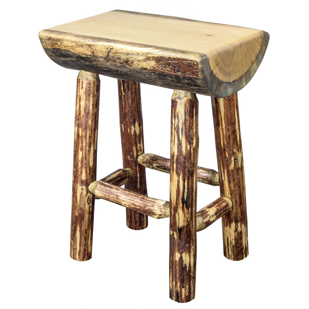Glacier Country Collection Counter Height Half Log Barstool w/ Exterior Stain Finish. Picture 2