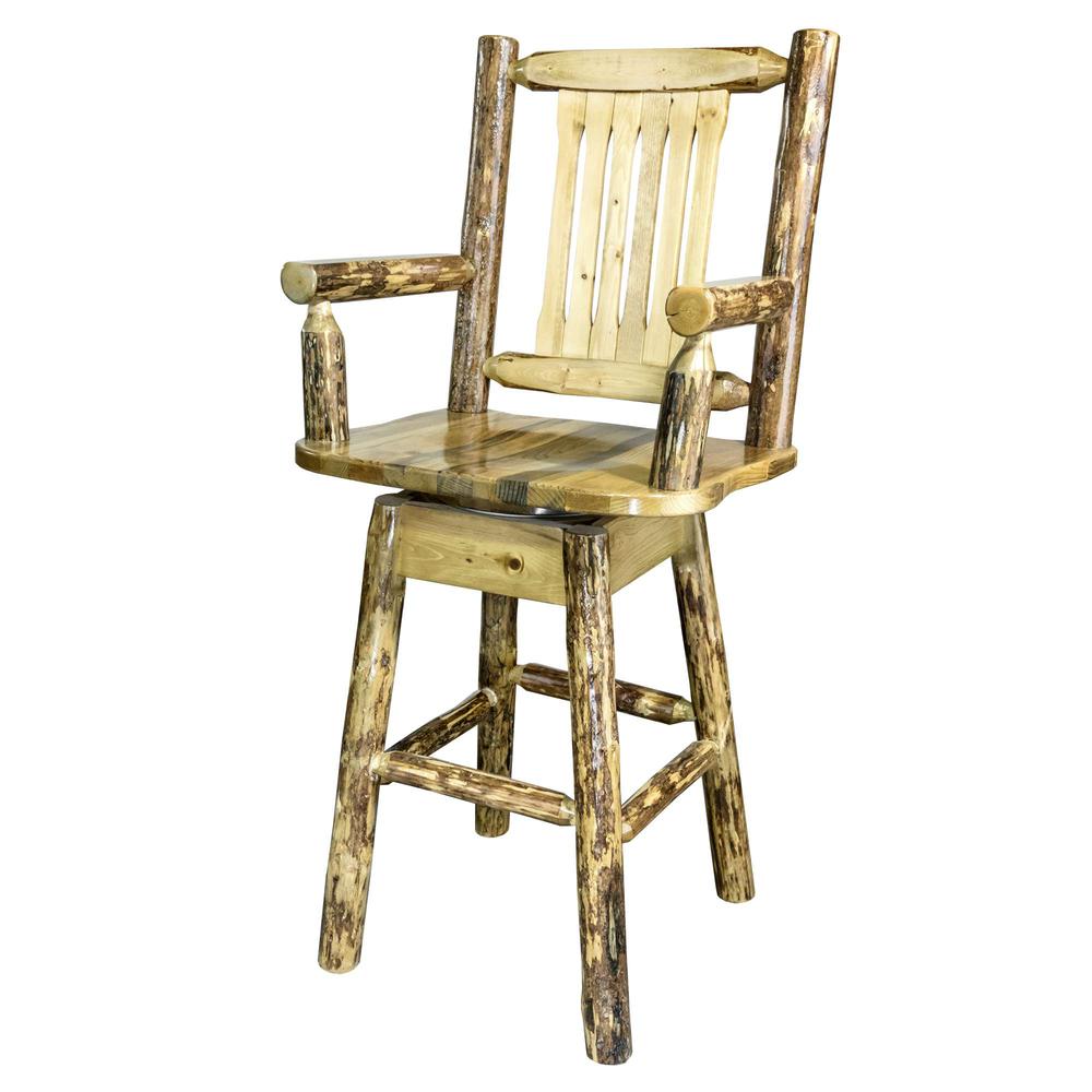 Glacier Country Collection Captain's Barstool w/ Back & Swivel. Picture 3