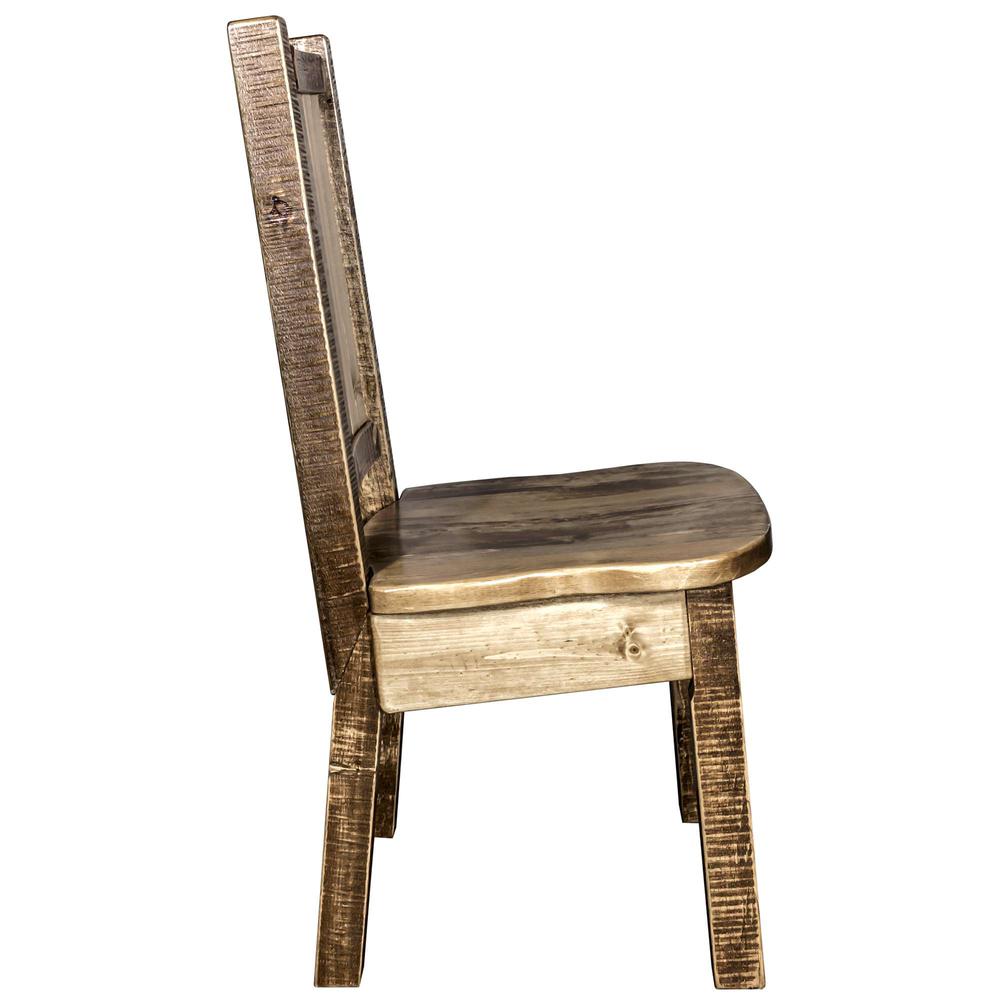 Homestead Collection Side Chair w/ Laser Engraved Elk Design, Stain & Lacquer Finish. Picture 5