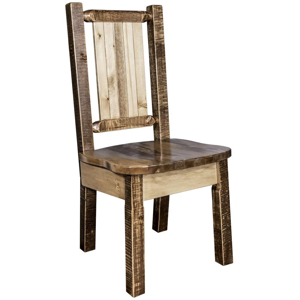 Homestead Collection Side Chair w/ Laser Engraved Elk Design, Stain & Lacquer Finish. Picture 3