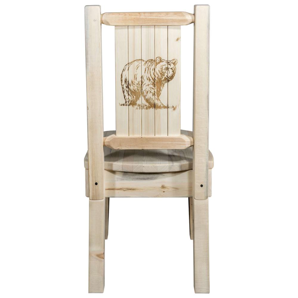 Homestead Collection Side Chair w/ Laser Engraved Bear Design, Clear Lacquer Finish. Picture 2