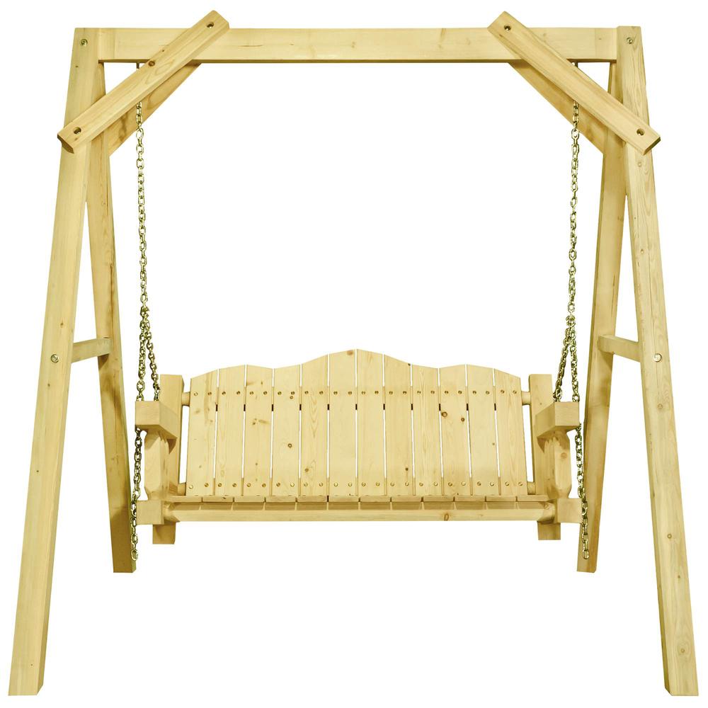 Homestead Collection Lawn Swing w/ "A" Frame, Clear Exterior Finish. Picture 2