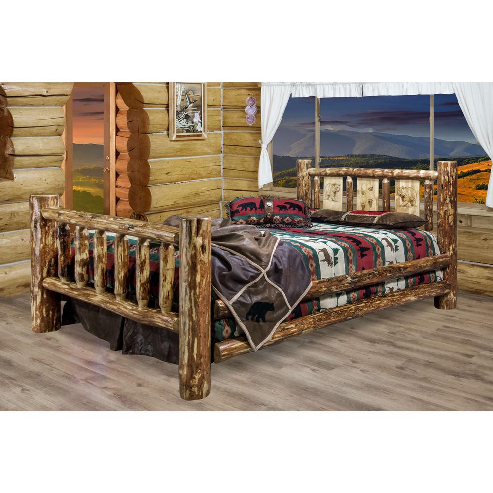 Glacier Country Collection California King Bed w/ Laser Engraved Bear Design. Picture 9
