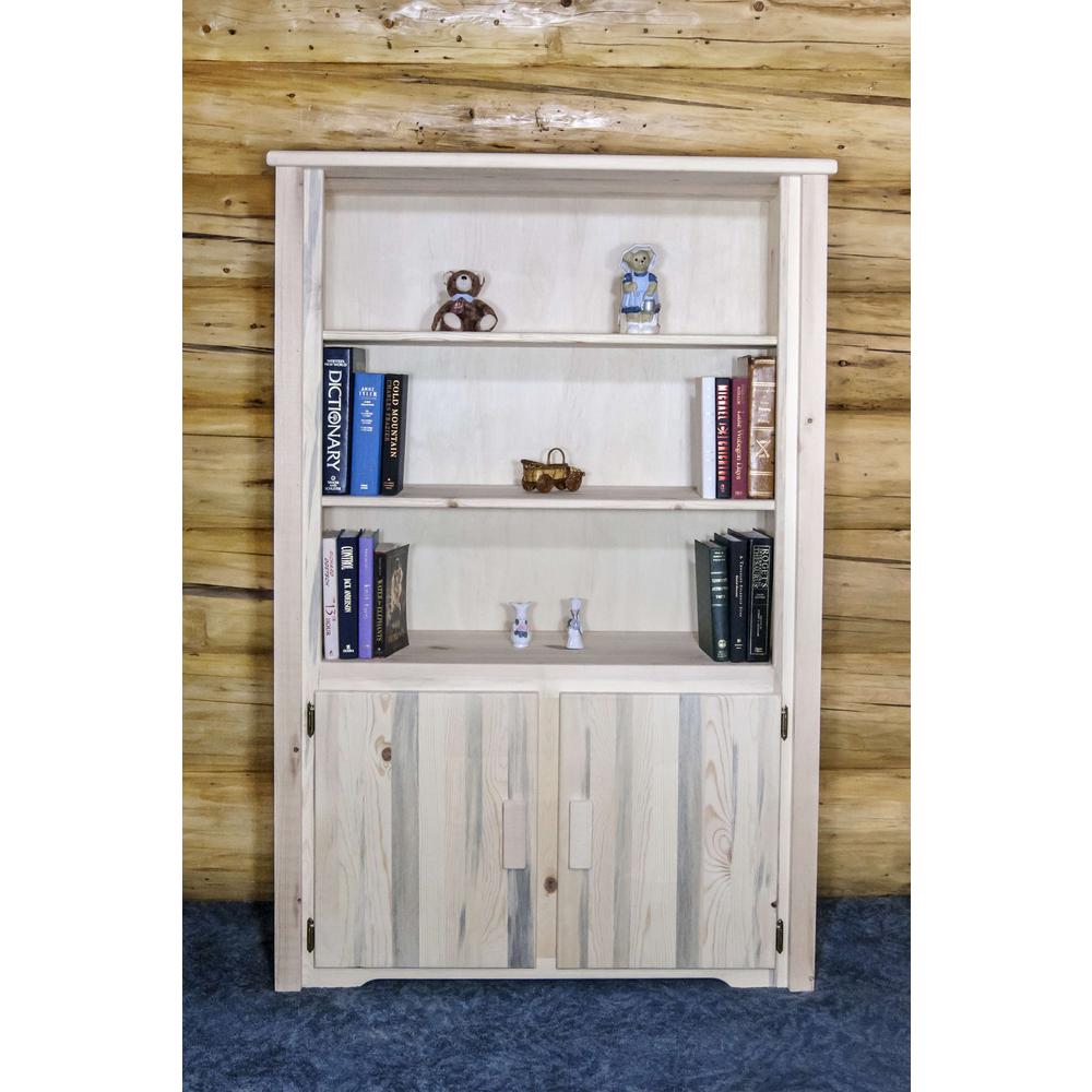 Homestead Collection Bookcase with Storage, Clear Lacquer Finish. Picture 2