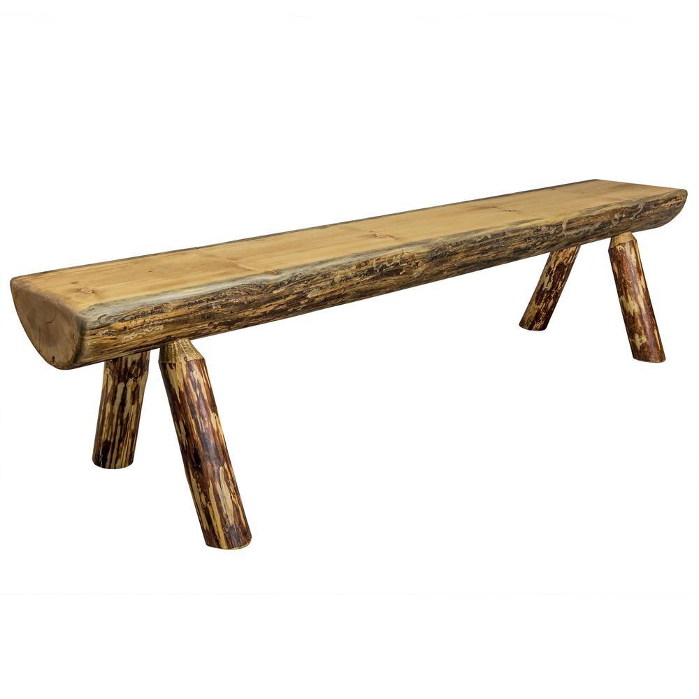 Glacier Country Collection Half Log Bench, Exterior Stain Finish, 6 Foot. Picture 1