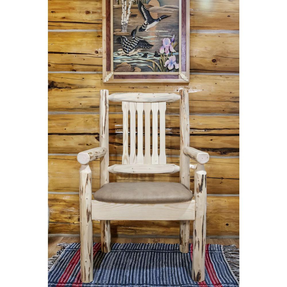 Montana Collection Captain's Chair, Ready to Finish w/ Upholstered Seat, Buckskin Pattern. Picture 6